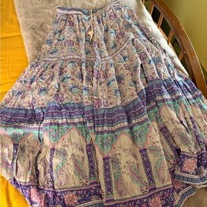 Spell & the Gypsy flowy Floral Tiered Maxi Skirt - Purple & Mint